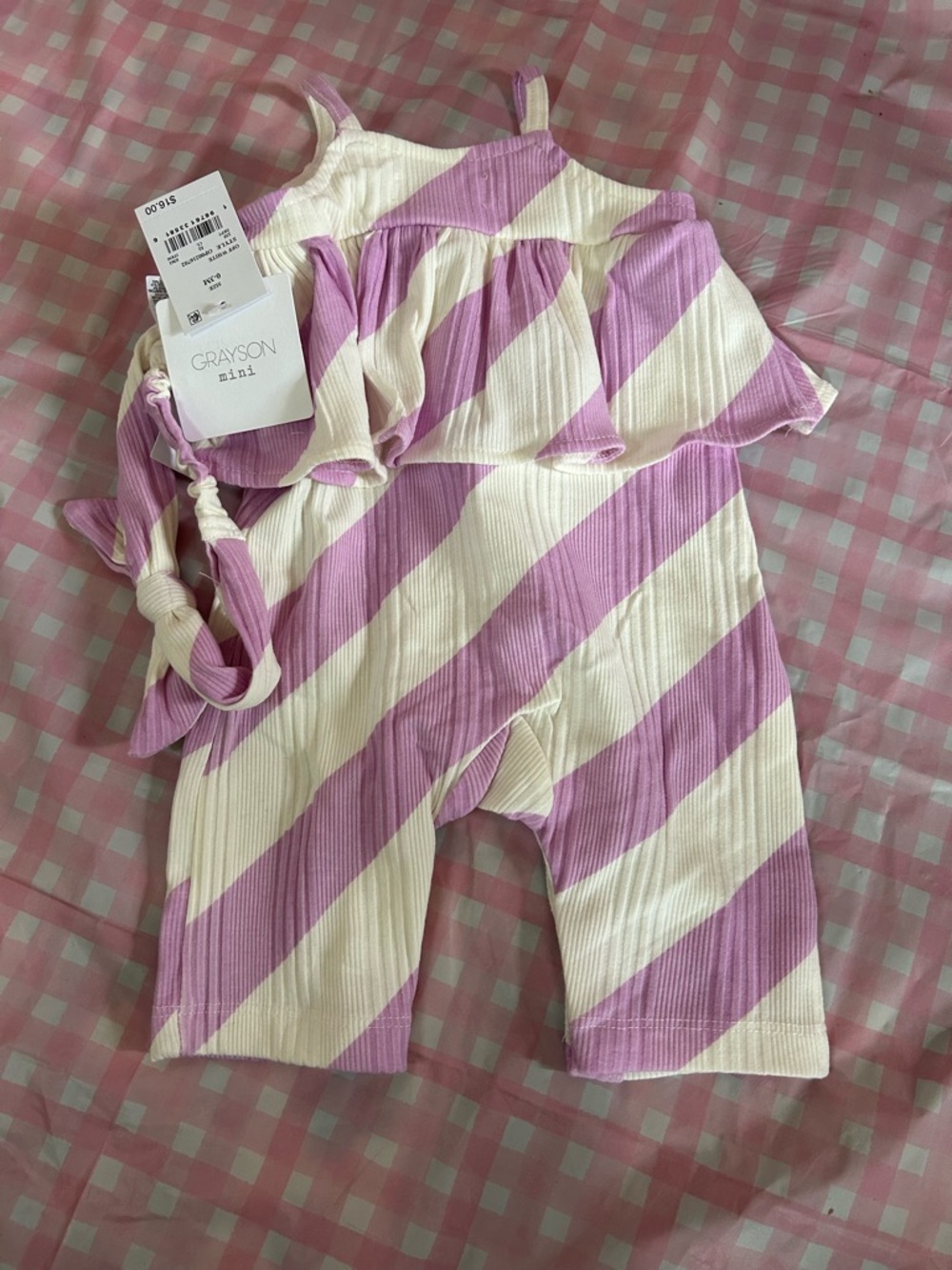 Grayson Mini Girls' Lavender & Cream Striped Matching Set